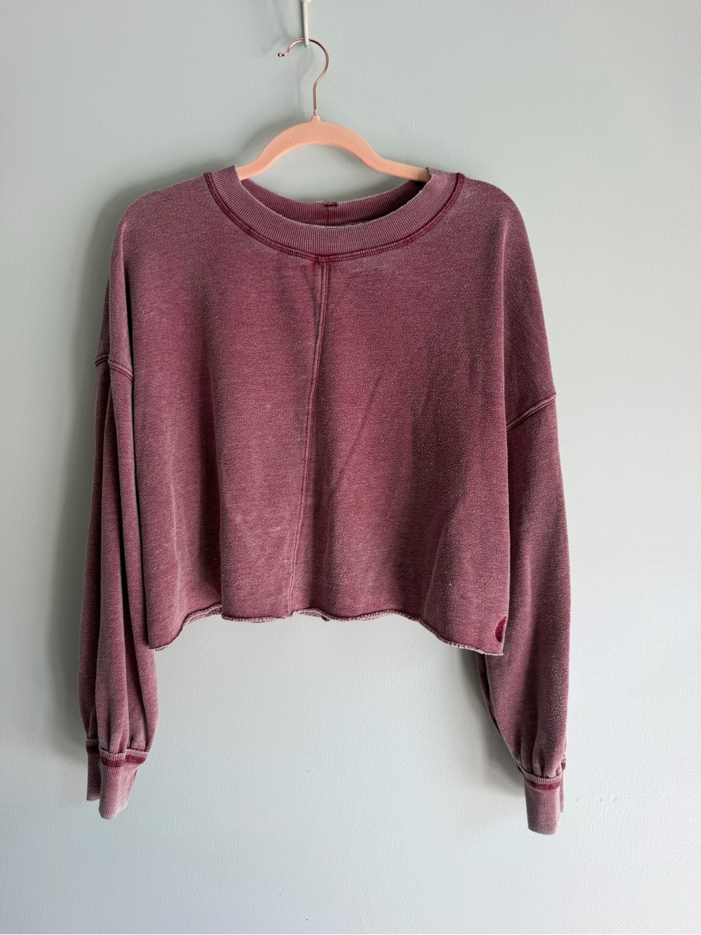 Free People Movement ultra washed red crewneck cropped sweatshirt